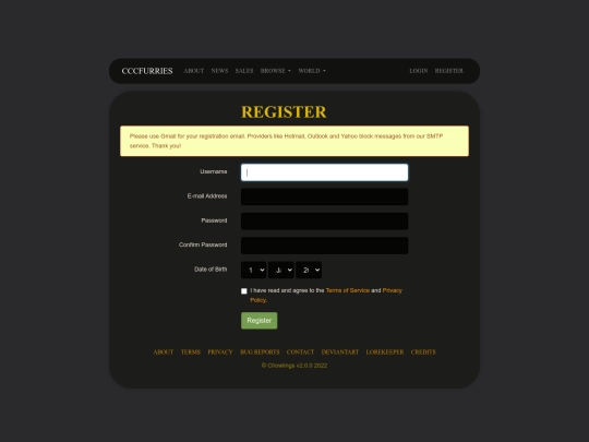 register screenshot