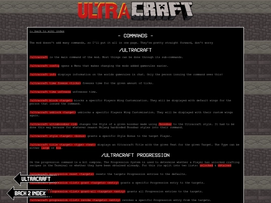 ultracraft/wiki/commands screenshot