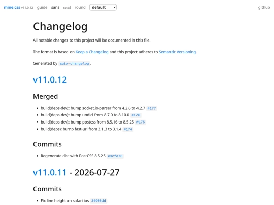 CHANGELOG screenshot