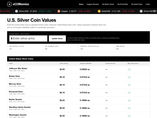us-silver-coin-calculator screenshot
