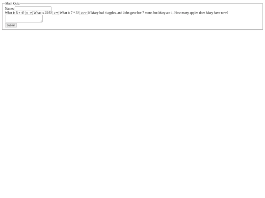 mathquiz screenshot