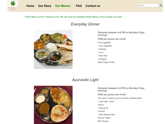 Grandma's Kitchen/Menus screenshot