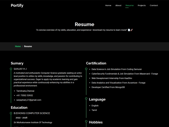 resume screenshot