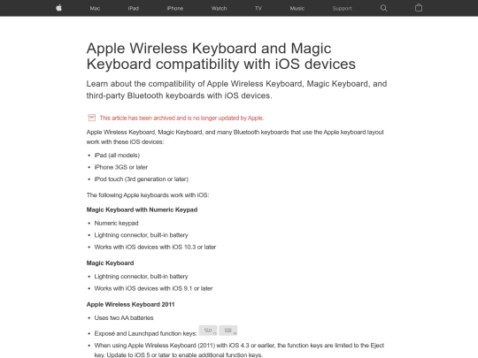 docs/Apple Wireless Keyboard and Magic Keyboard compatibility with iOS devices screenshot