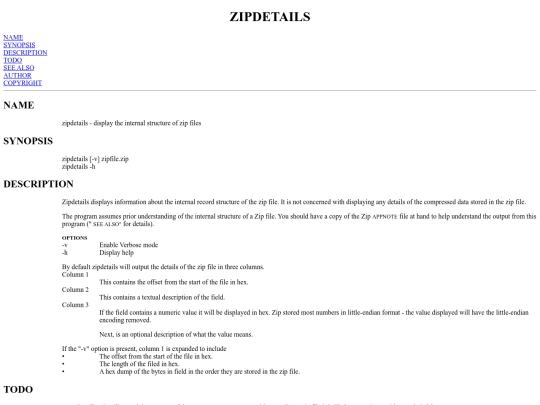 man/hildur/zipdetails.1 screenshot