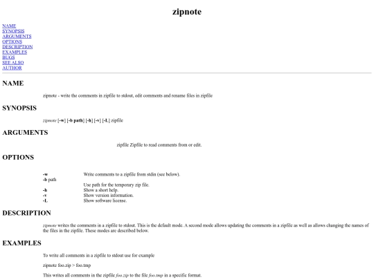 man/hildur/zipnote.1 screenshot
