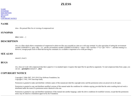 man/hildur/zless.1 screenshot