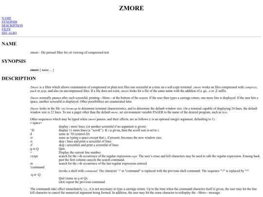 man/hildur/zmore.1 screenshot