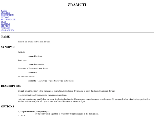 man/hildur/zramctl.8 screenshot