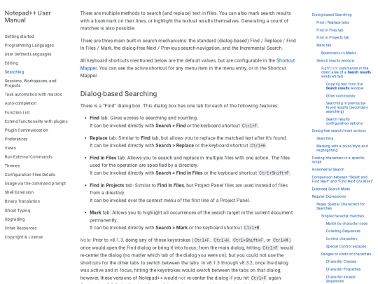 npp/docs/searching screenshot