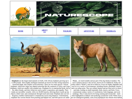 wildlife-page screenshot