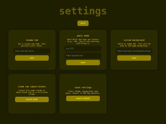 settings screenshot