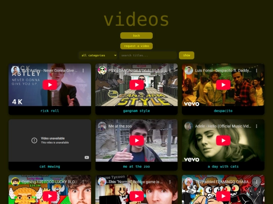 videos screenshot