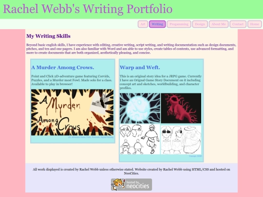 Categories/writing screenshot