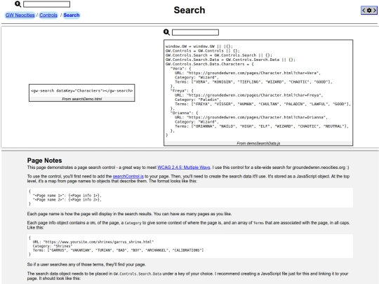 pages/controls/searchDemo screenshot