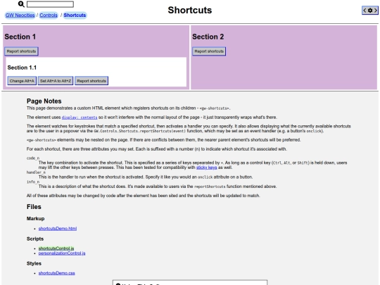 pages/controls/shortcutsDemo screenshot