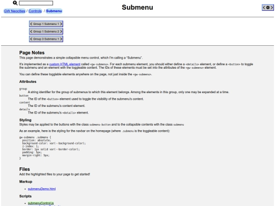 pages/controls/submenuDemo screenshot