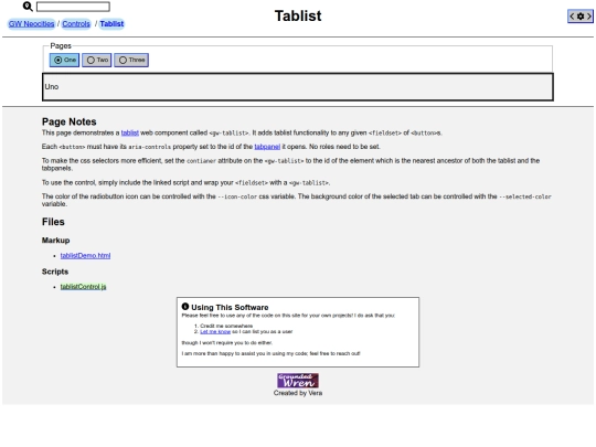 pages/controls/tablistDemo screenshot