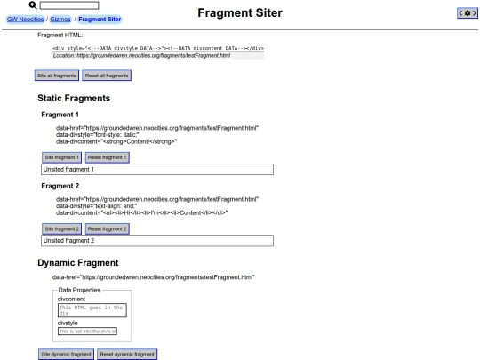 pages/gizmos/fragmentSiterDemo screenshot