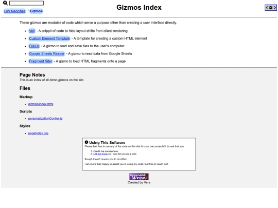 pages/gizmos screenshot