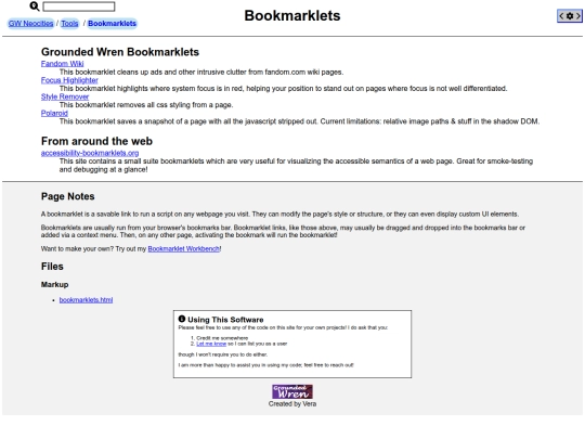 pages/tools/bookmarklets screenshot