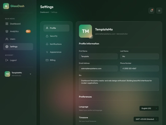 settings screenshot