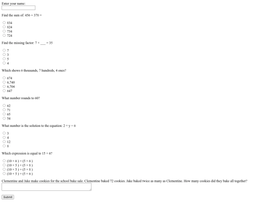 MathTest screenshot