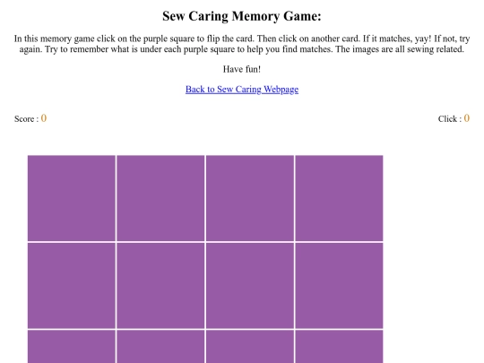 Sew Caring Website /SewCaringMemoryGame screenshot