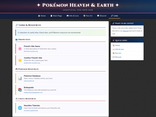 links screenshot