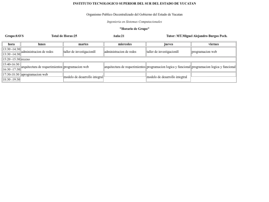 horario screenshot