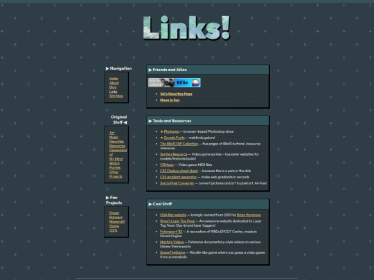 links screenshot
