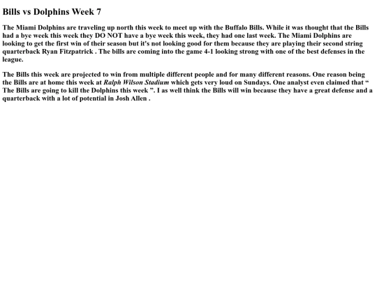 BillsvsDolphinsW7 screenshot