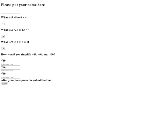 MathTestForm screenshot