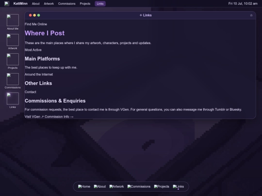 links screenshot