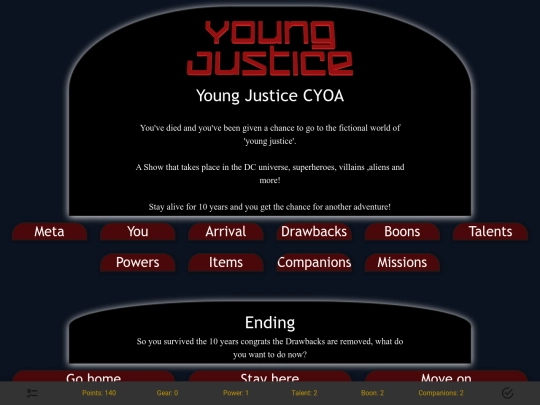 CYOA/YoungJustice screenshot