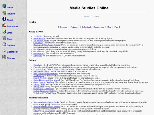 links screenshot