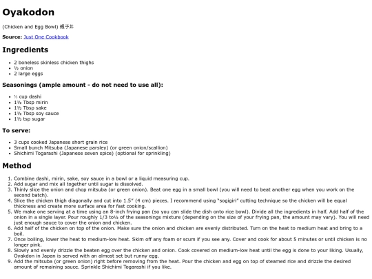 cookbook/Oyakudon screenshot
