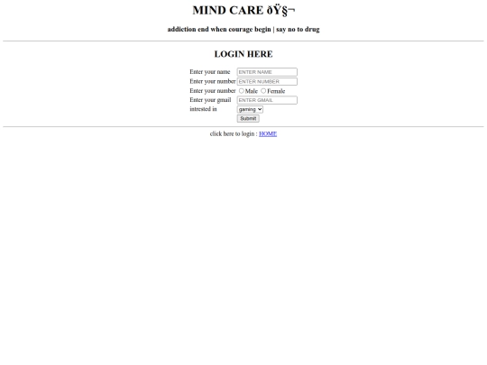 mindcare/login screenshot