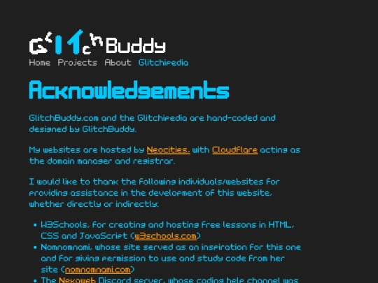 acknowledgements screenshot