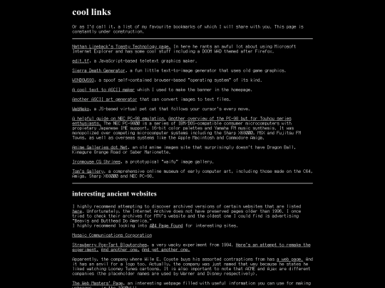 links screenshot