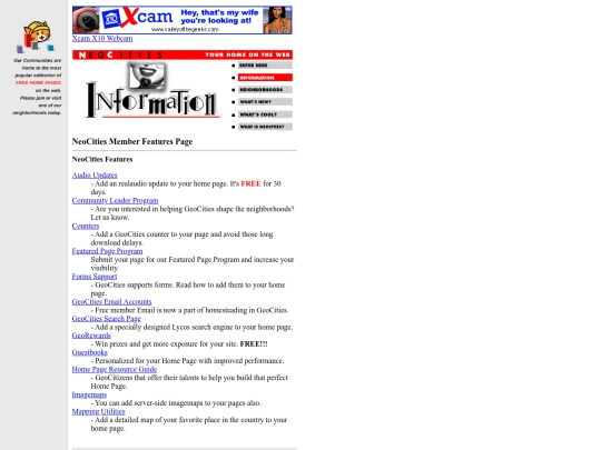 geocities/Utilities/features screenshot