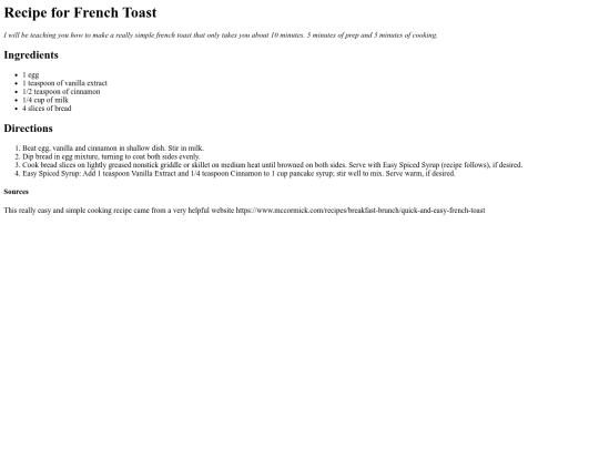 Recipe screenshot