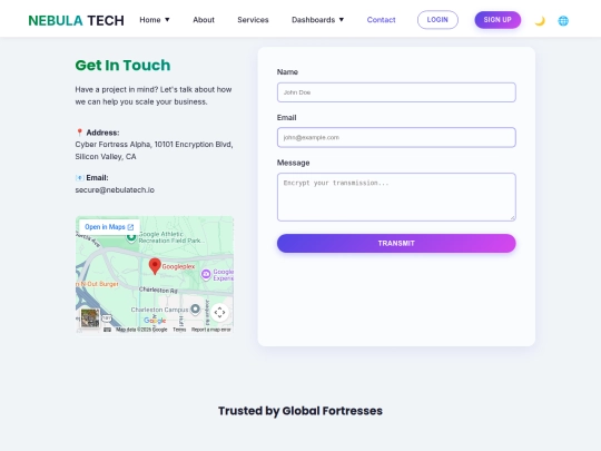 cybersecurity website/contact screenshot