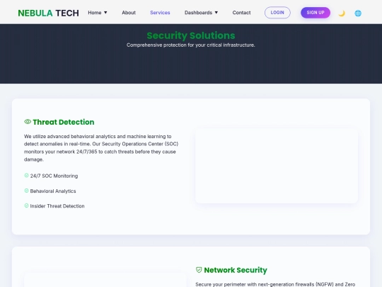 cybersecurity website/services screenshot