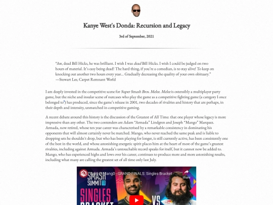 writingpieces/donda screenshot