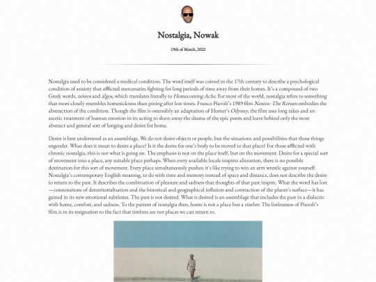 writingpieces/nostalgianowak screenshot