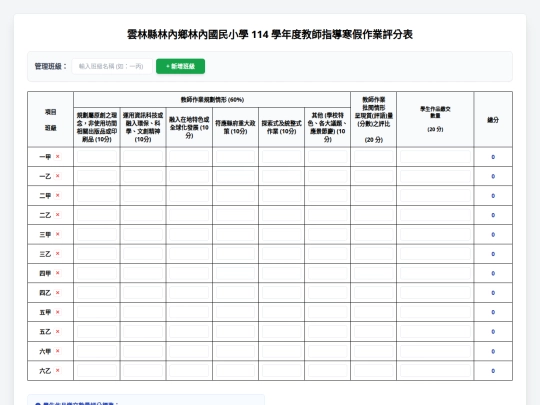 作業評分表 screenshot
