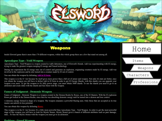 Weapons screenshot