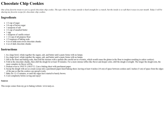 chocolate chip cookies screenshot