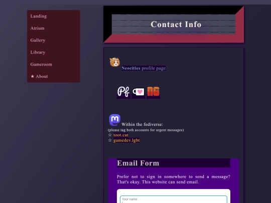 about/contact screenshot